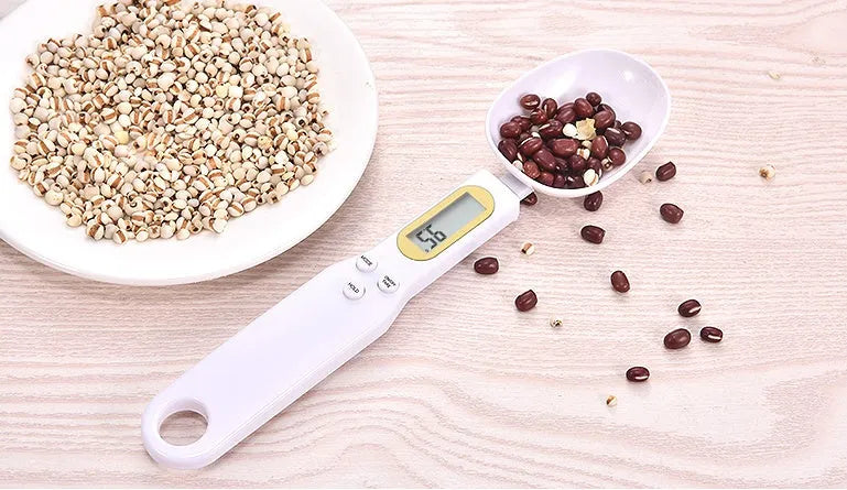 Household electronic measuring spoon scale with ABS plastic body, 500g/0.1g display, 23.2cm total length, black colour