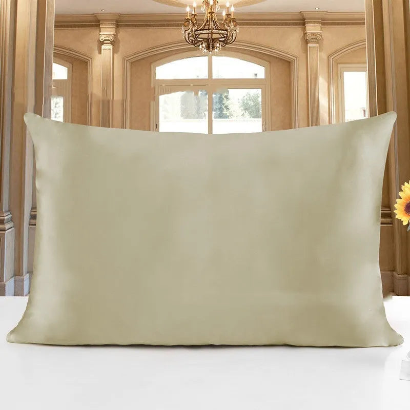 19 momme double-sided mulberry silk pillowcase with hidden zip closure in a neutral colour