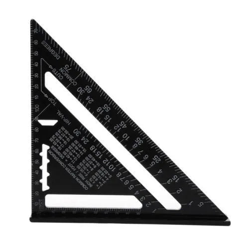 Black oxidation aluminium triangle ruler square showing metric scale for precision drawing and woodworking