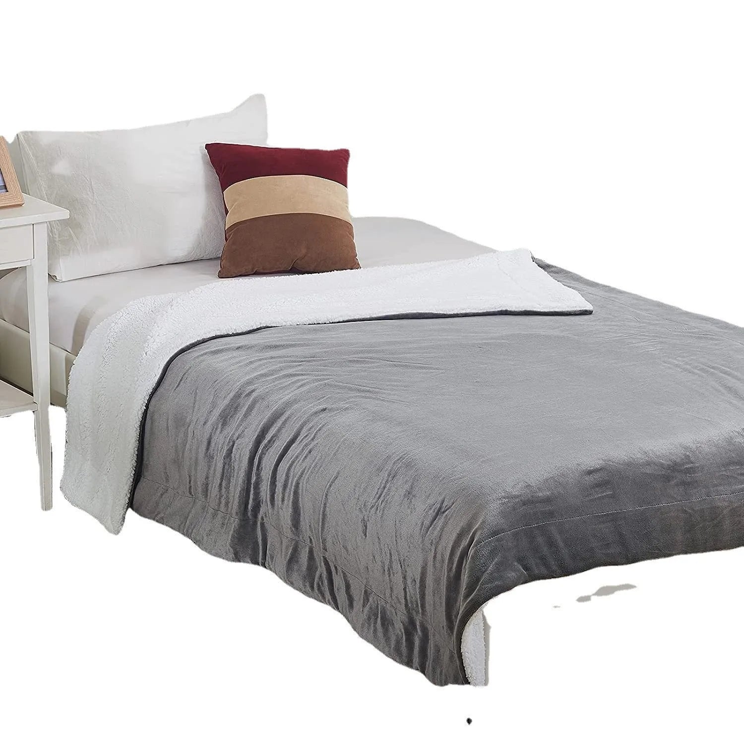 Grey USB electric heating blanket with intelligent temperature adjustment controls