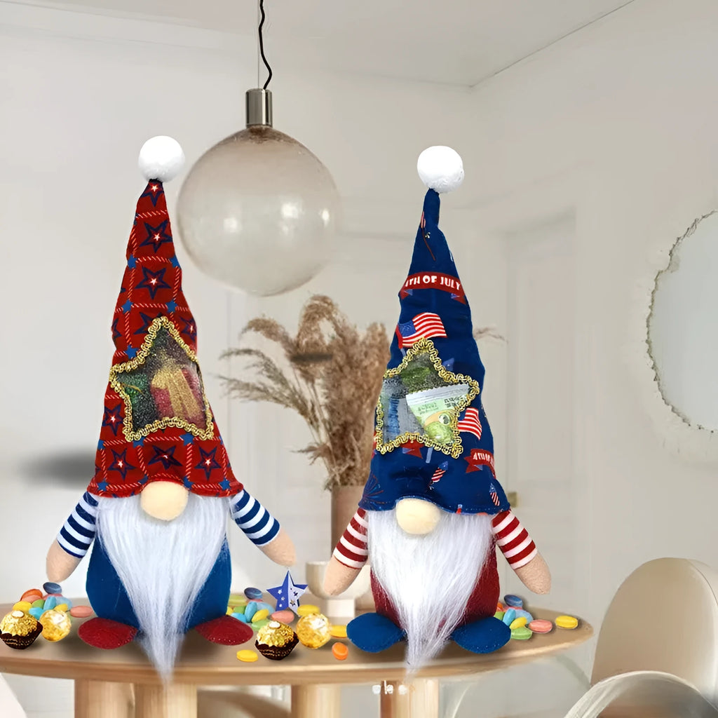 Two faceless Rudolf baby doll Christmas ornaments measuring 32x12cm in suit design