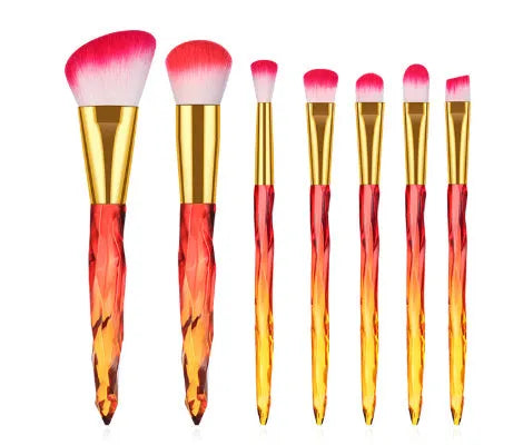10 crystal handle foundation brushes with artificial fibre bristles in four colour options