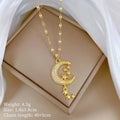 Stainless steel necklace with moon pendant and geometric tassel elements