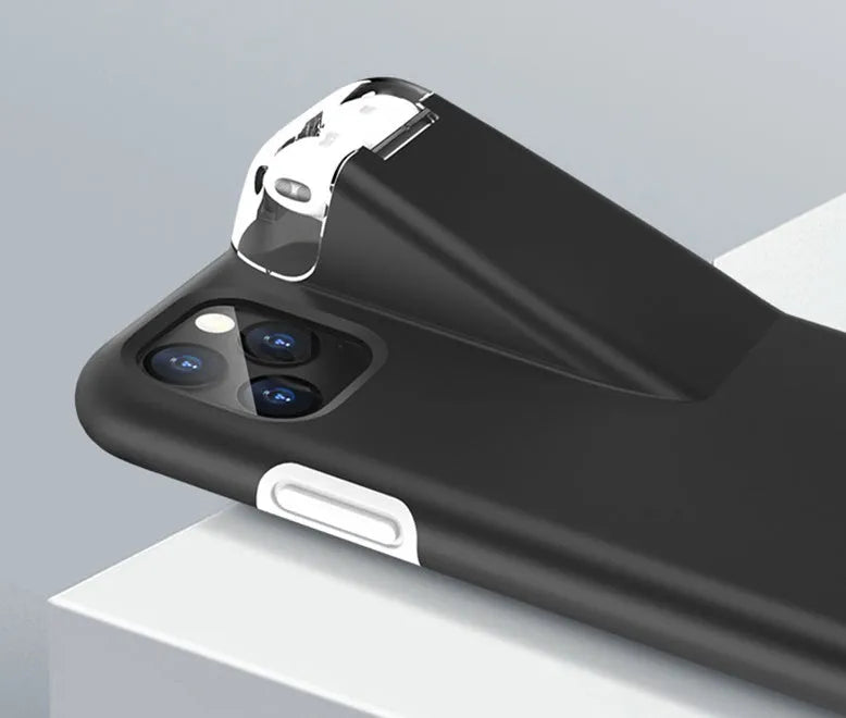 2-in-1 matte acrylic and silicone case cover for iPhone and AirPods charging case in black