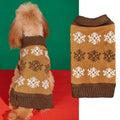 Grey and dark brown dog Christmas sweater with snowflake patterns and acrylic knit material