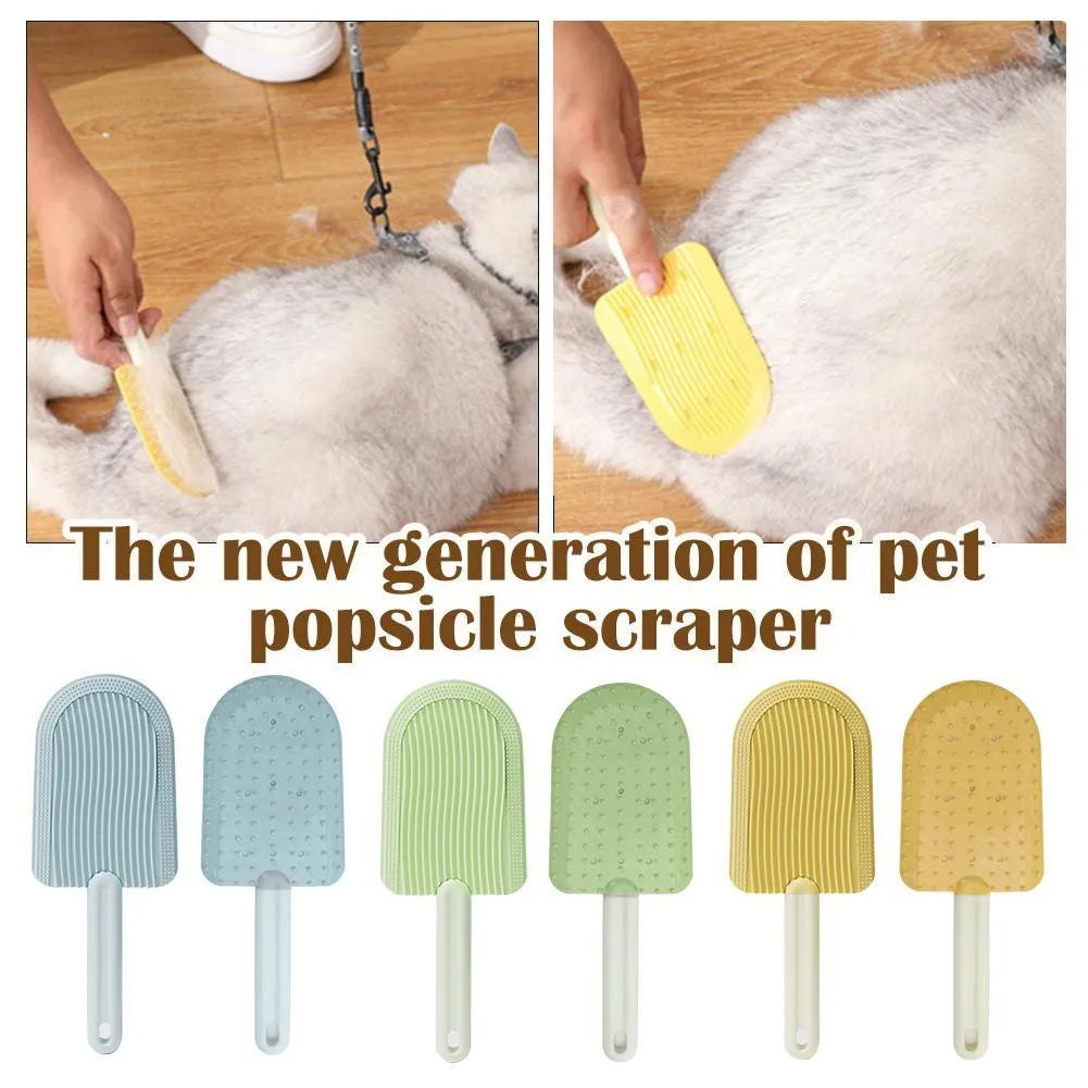 Green soft silicone pet hair brush 200 by 75 mm for cats and dogs foldable design