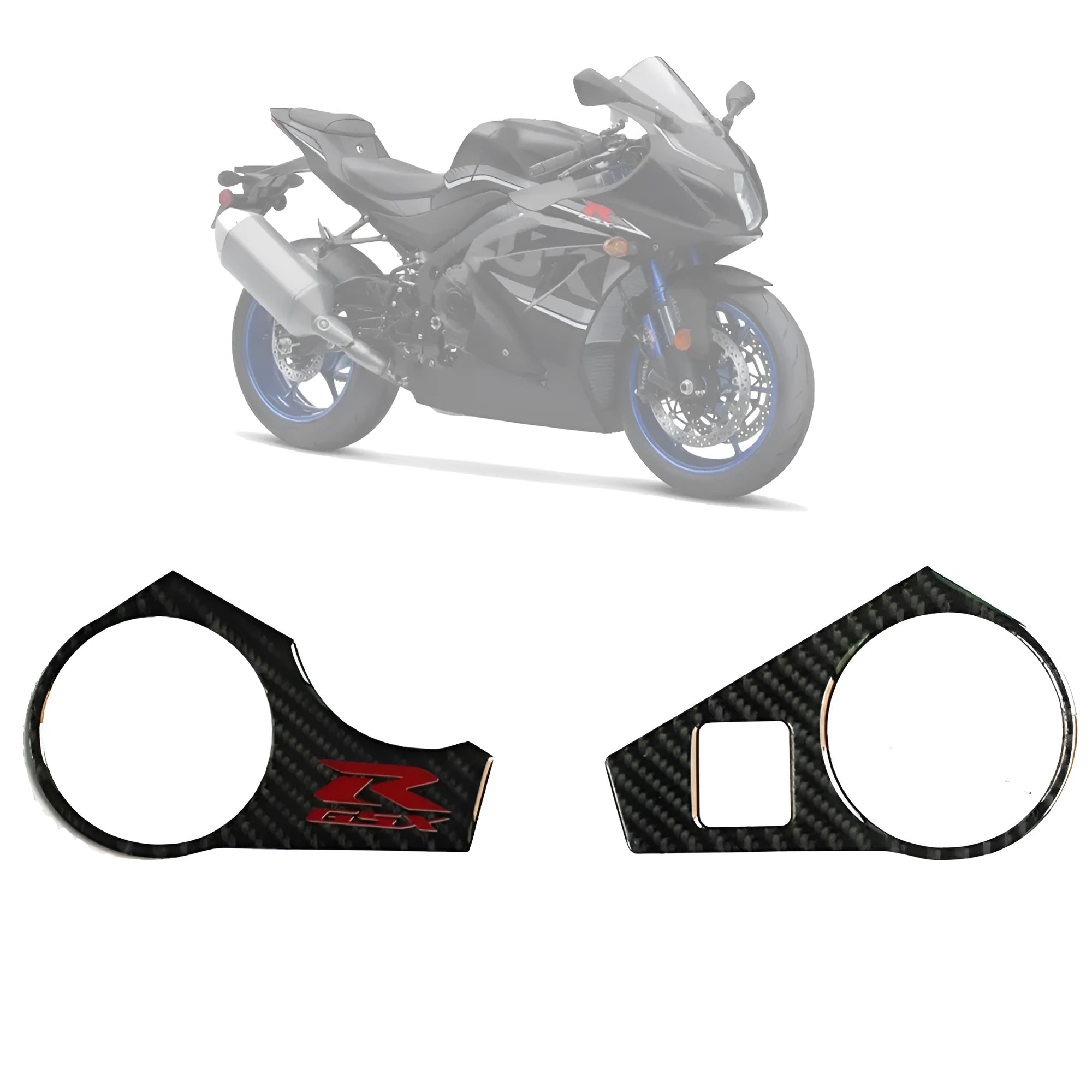 Black carbon fibre style vinyl sticker for SUZUKI GSXR1000 L1 upper connective plate, 2009-2016 models