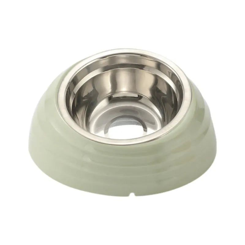 Stainless steel cat bowl in light green, beige, or brown colour options
