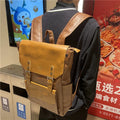 Unisex backpack large capacity PU leather solid colour black brown travel business college