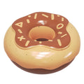 TPR rubber donut-shaped dog chew toy in pink, chocolate and yellow colours with textured teeth cleaning surface