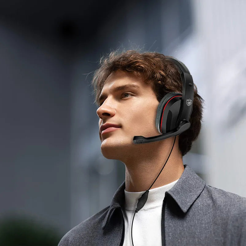 Black wired gaming computer headset with 6.3mm plug and 1.2m cable for heavy bass.