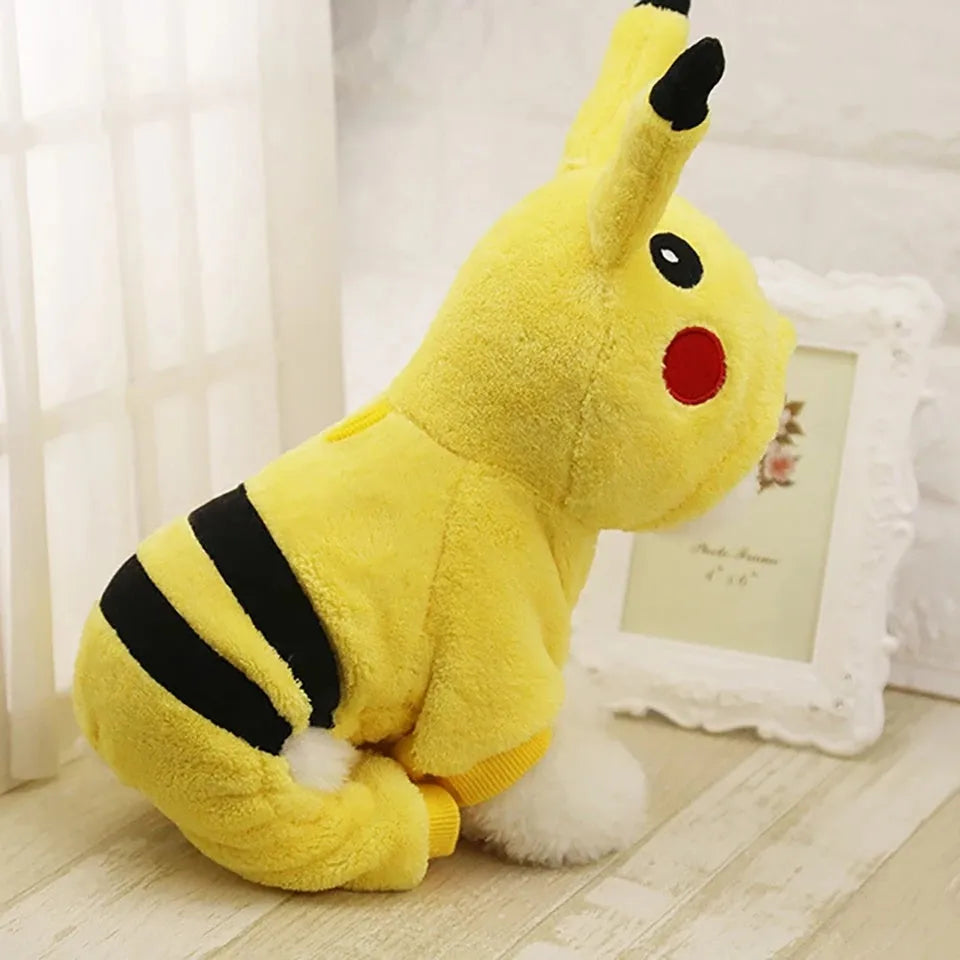 Cute cat wearing a warm fleece hoodie coat in cartoon cosplay style for autumn winter