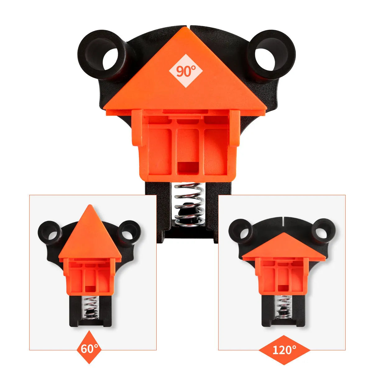 Plastic 90 degree right angle clips for picture frames and woodworking clamp set