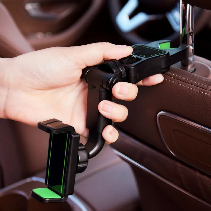 Car mobile phone holder clipped onto rear view mirror bracket, universal fit for GM vehicles, ABS plastic, black and green colour option