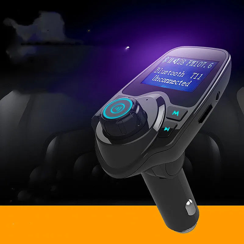 Black car Bluetooth FM transmitter and hands-free device with USB port and TF card slot