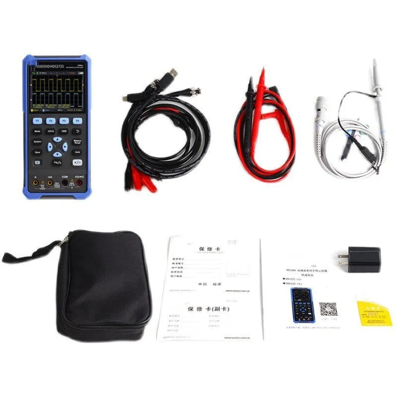 Handheld digital oscilloscope with probes and accessories for automotive and electronics repair diagnostics