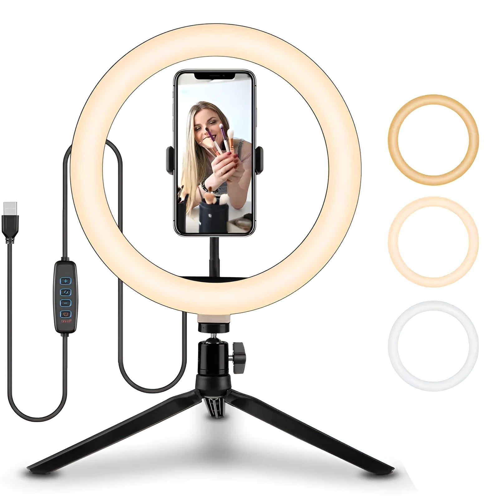 10 inch ring selfie light with adjustable metal bracket for smartphone photography