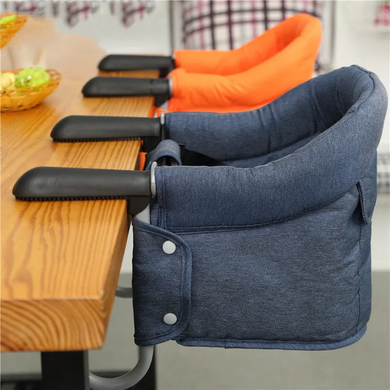 Portable baby high chair dining cover with safety belt in blue