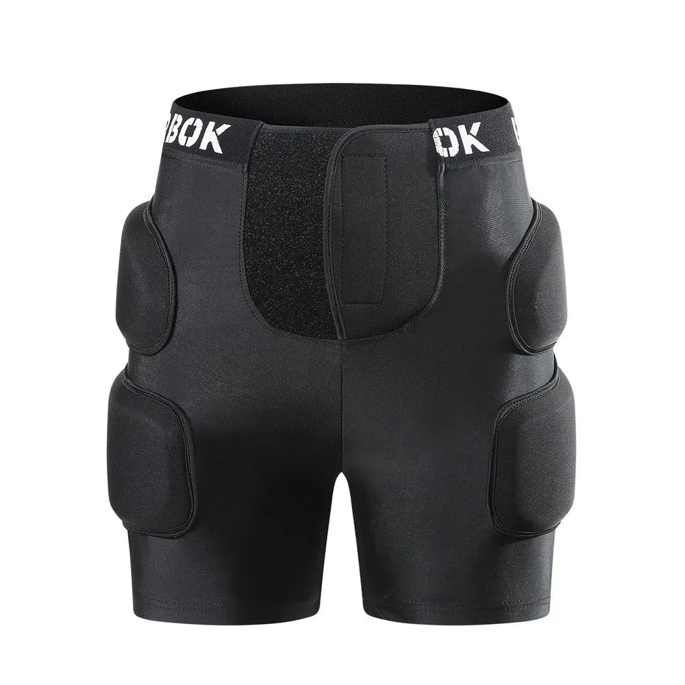 Adult black protective padded shorts with hip and tailbone padding for roller skating and skateboarding