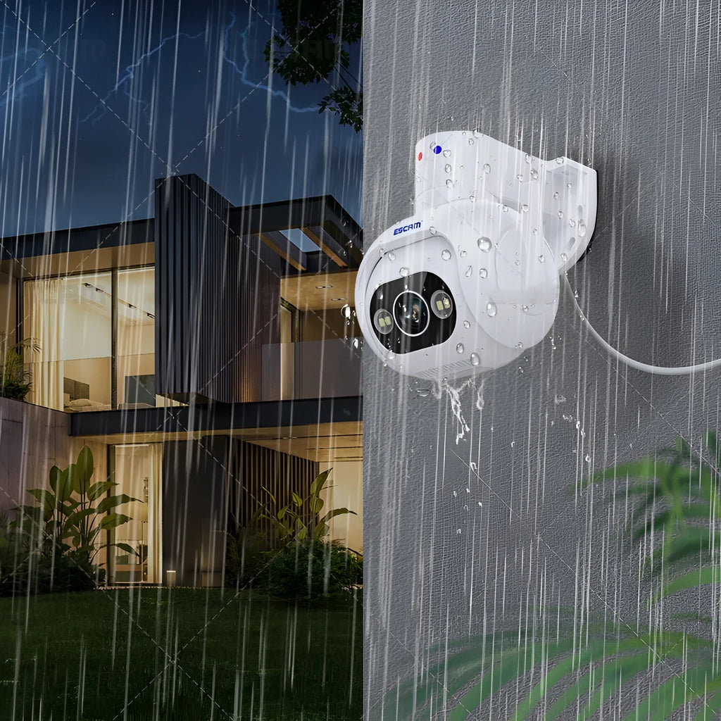 White Smart Color Night Vision H265 4MP security camera with wall mount bracket