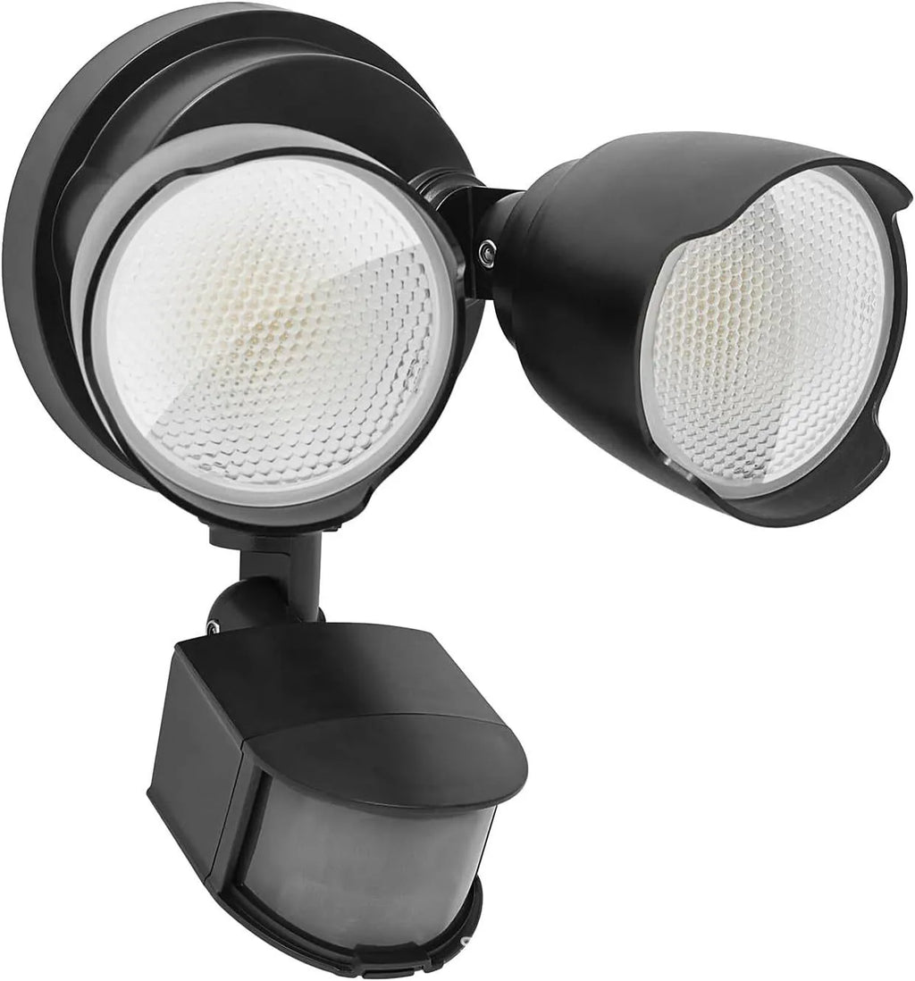White LED security flood light with motion sensor for wall mounting outdoors