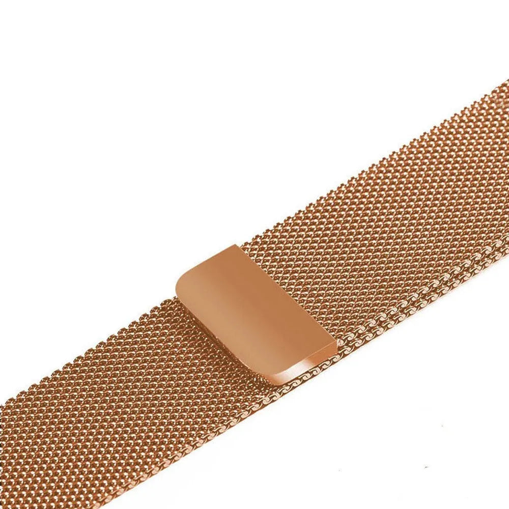 Stainless steel watch strap in silver, black, gold, and rose gold colours showing 22mm and 24mm width options.