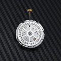 8215 automatic movement replacement in stainless steel with 25mm diameter and silver colour on a plain background