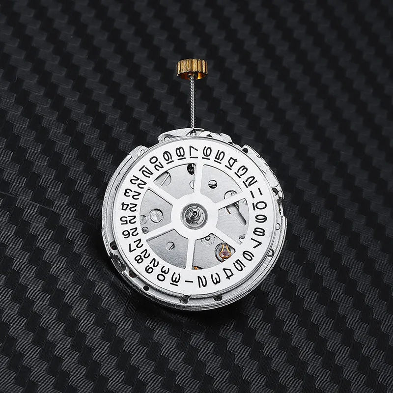8215 automatic movement replacement in stainless steel with 25mm diameter and silver colour on a plain background
