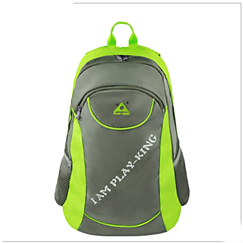 Multi-functional outdoor backpack with folding chair, tubular steel frame, 36-55L capacity, polyester, available in green, blue, black, red