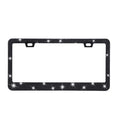 Stick-on crystals license plate frame with acrylic diamond finish on a stainless steel base, 310x160x0.8mm.