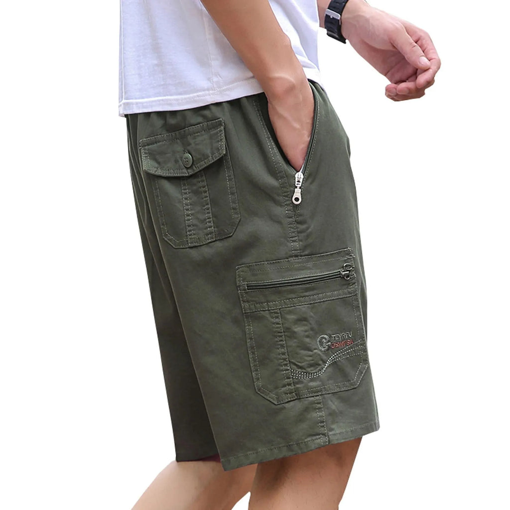 Men's loose fit cotton blend straight leg summer pants in light gray, sizes XL to 6XL