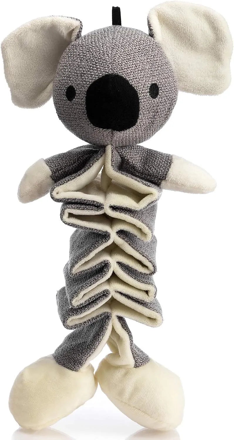 Grey koala dog squeaky toy measuring 30cm with crinkle paper inside for noise