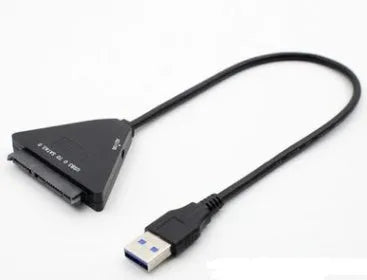 Black USB 3.0 to SATA 7+15 pin hard drive adapter cable for 2.5 inch and 3.5 inch drives.