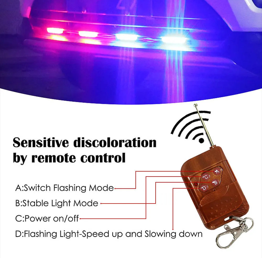 Car mounted LED wireless remote emergency warning light in black for automobile hazard alerting