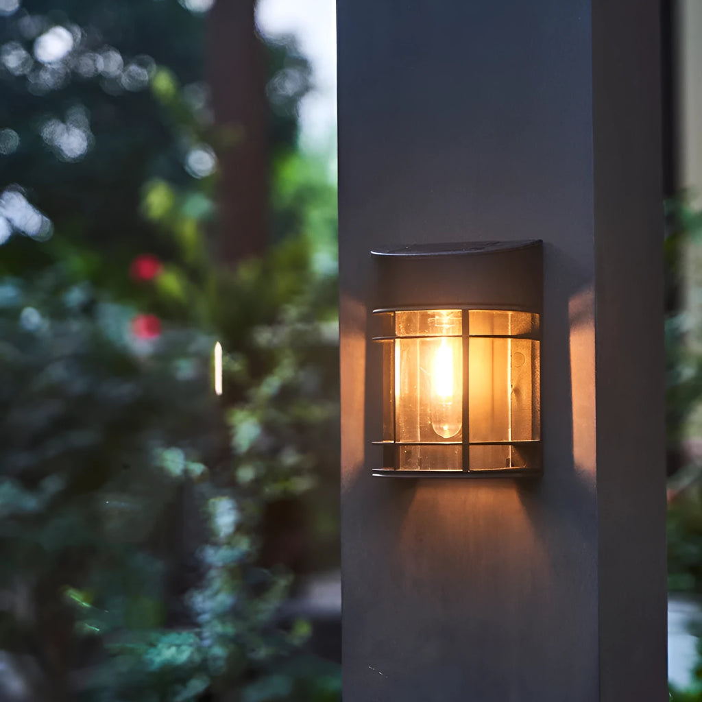 Set of solar outdoor wall lights with warm light, IP65 waterproof, for patio balcony or garden use