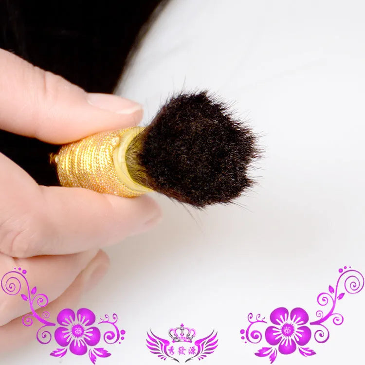 Real hair hair piece in natural colour, 12-30 inch human hair extension with soft silk base