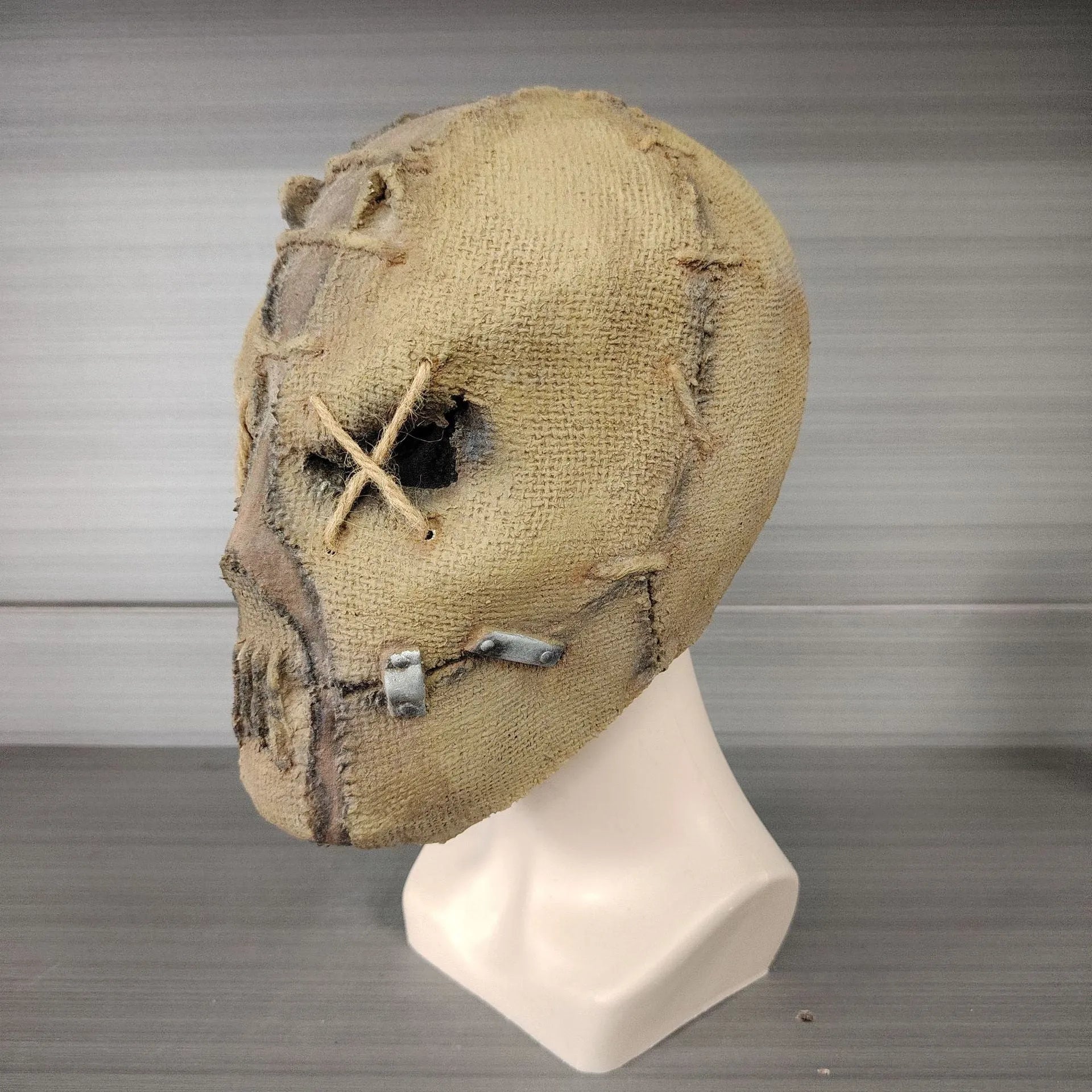 Latex scar skull Halloween mask head cover showing horror design details and flexible material