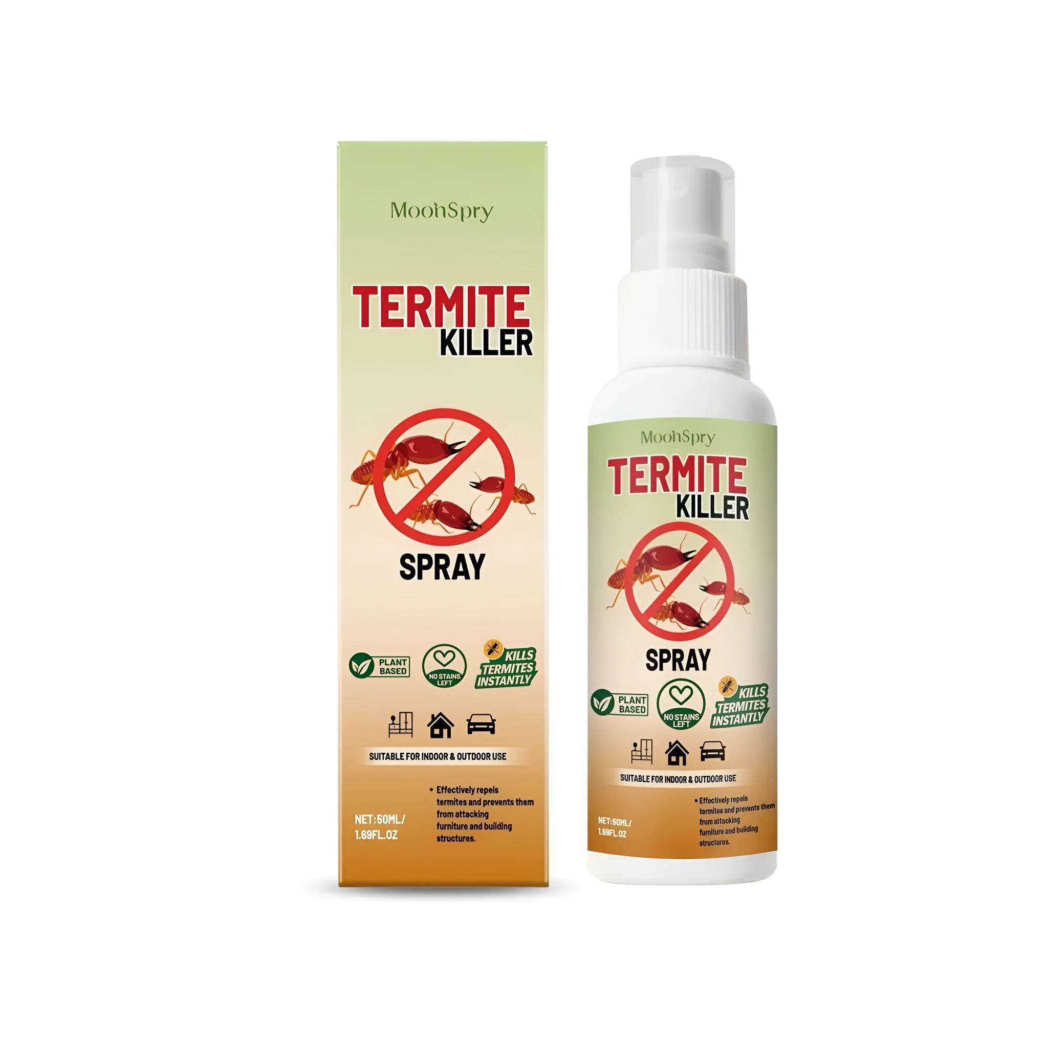 50ml bottle of ant repellent spray with spray trigger, labelled for indoor pest control.