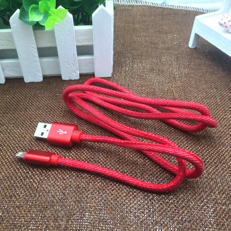 Cowboy Type-C charging cable with denim exterior and aluminium alloy connector in black, 1.5m length
