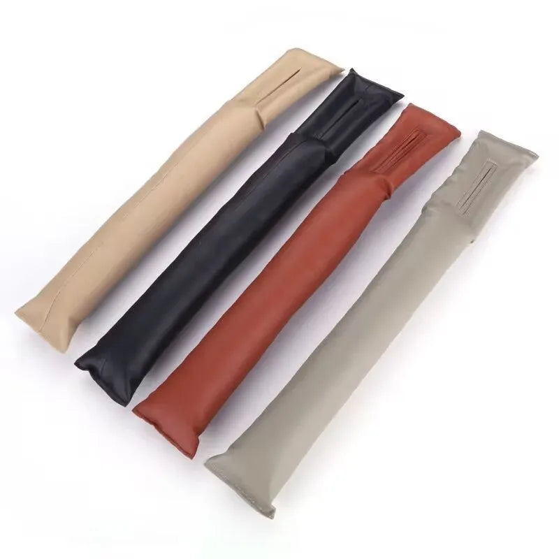 Car seat leak-proof gap strip in PU leather, available in black, beige, brown, and gray colours
