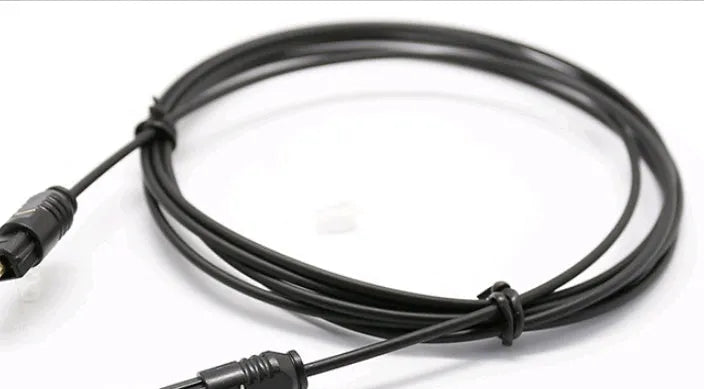 OD2.2mm digital optical audio cable with TOSLINK connectors on a white background.