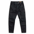 Men's cotton multi-pocket solid colour cropped work pants, available in black, blue, gray, khaki