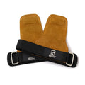 Pair of brown wrist protector grip strength bands for universal fitness and pull-up bar support