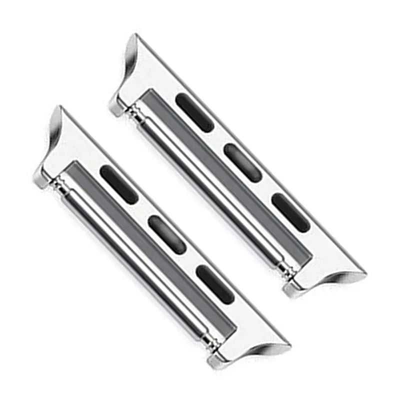 Stainless steel Apple Watch ear connector adapter in silver finish with 22mm width for 44mm watch case