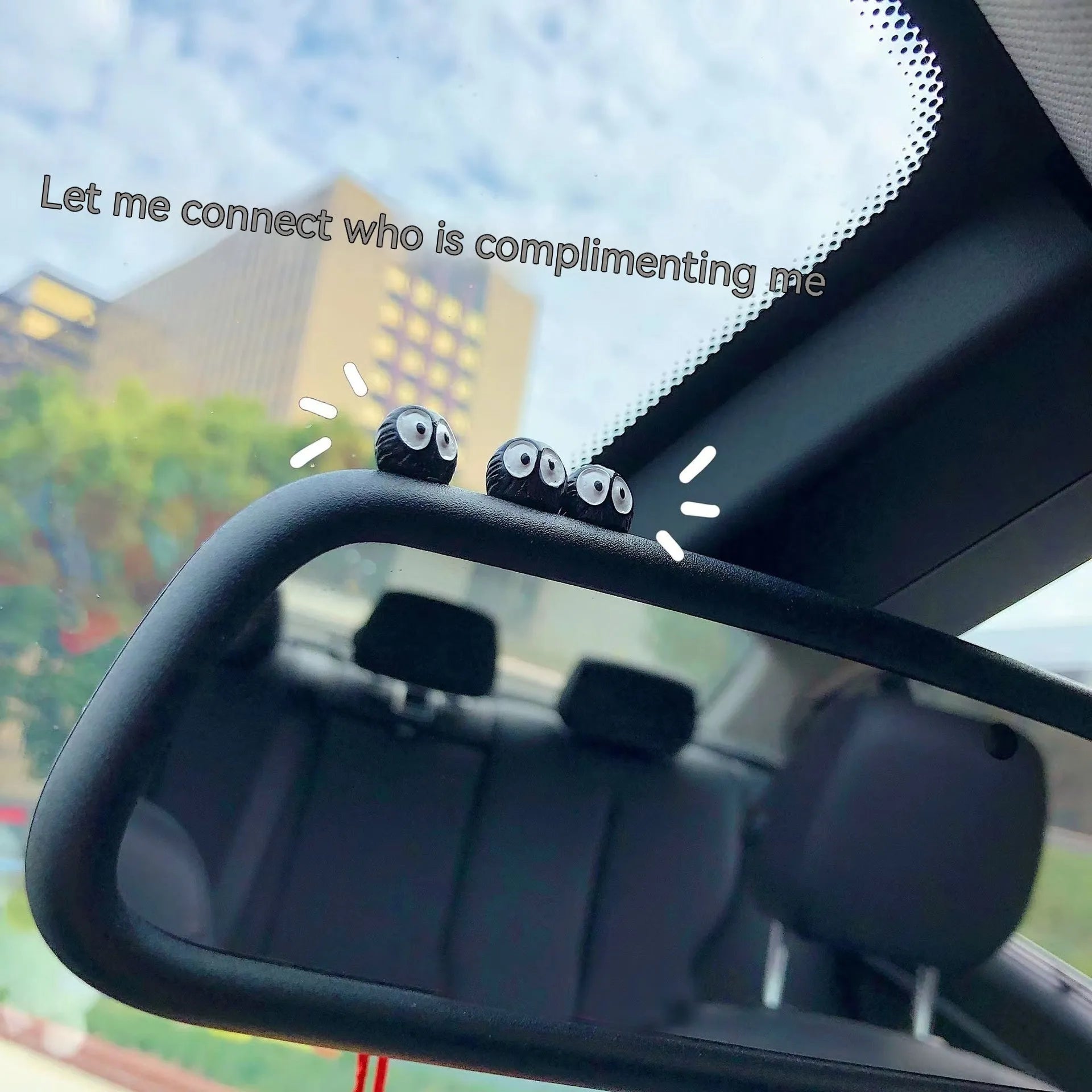 Black resin cartoon briquette car ornament with small coal pieces for dashboard decoration