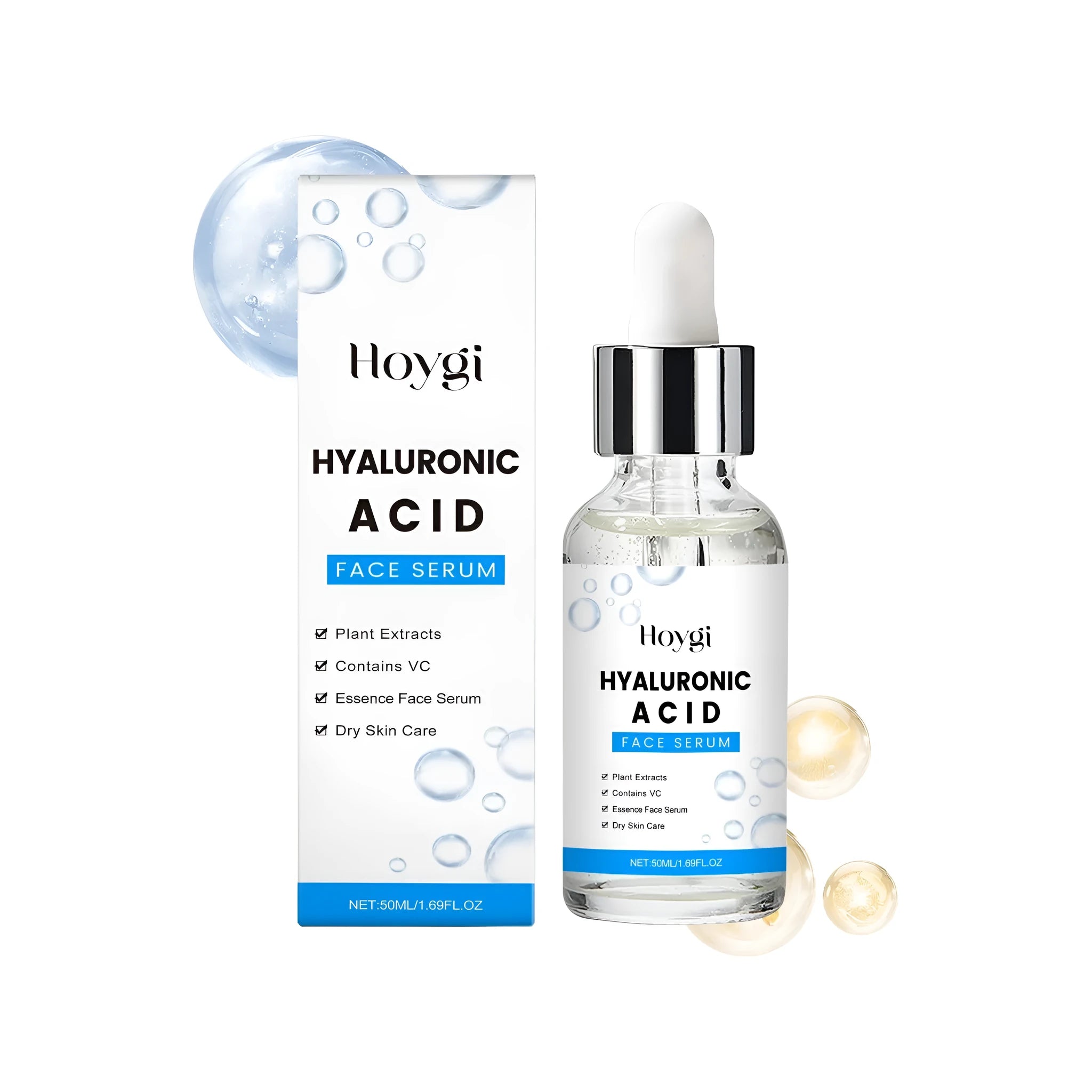 Hyaluronic Acid Face Serum 50ml bottle with vitamin C and Centella asiatica extract