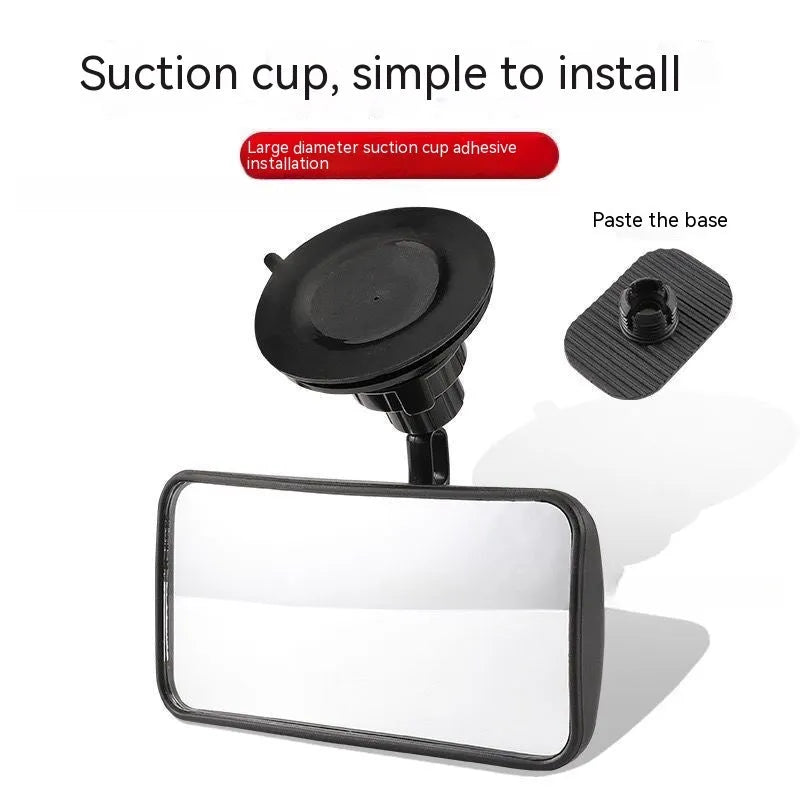 360-degree rotation car rearview mirror with ABS glass and black ABS shell, universal fit sucker mount