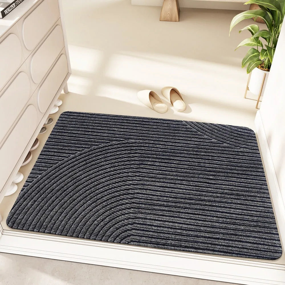 Silk ring entrance carpet with Alien shape and cartoon pattern in blue colour, 60x90cm dimensions