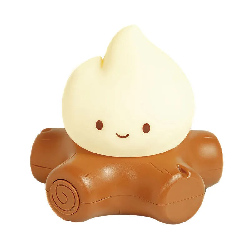 Silicone small fire pile cartoon night lamp with ABS shade in yellow light