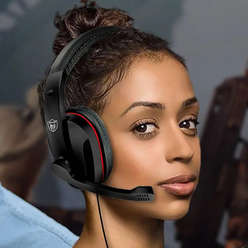 Black wired gaming computer headset with 6.3mm plug and 1.2m cable for heavy bass.